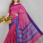 Pure silk saree with hand block
