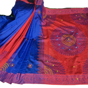 Dhupian Block & Embroidery Silk Saree