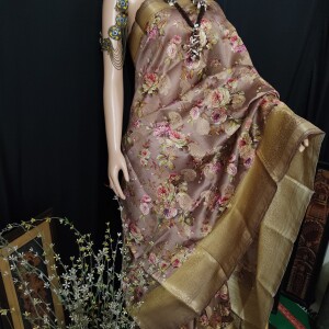Eid Special: Code-0034 Exclusive High-end Pure Floral Silk Saree;