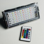 RGB LED Flood Light- Remote Controlled IP66 Waterproof Landscape & Outdoor Lighting (50W, AC220V) – Black Color
