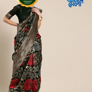 Printed Silk Saree With Blouse Piece For Women -18