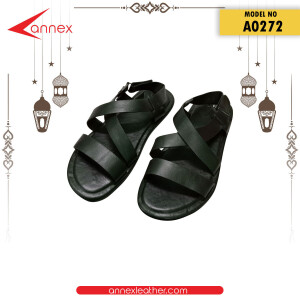 Black Leather Smart Sandal  for Men A0272