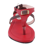 Leather Casual Flat Sandal For Women - Red and Chocolate A0152