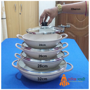 Curry Pan (24-32)cm: Die Casted Solid Metal-Marble Coated