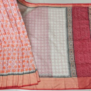 Tangail cotton Block print Saree