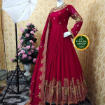Semi Stitched Georgette Embroidery Long Floor Touch Anarkali Party Dress-2
