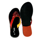 Leather Casual Flat Sandal For Women Red and Black A027