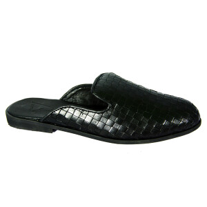 A0185 Black Beni Leather Half shoe for Men