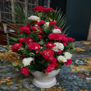 Flower Vase - Red and White