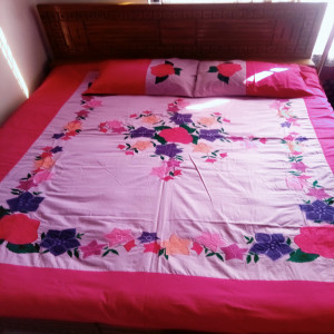 Beautiful pink coloured king size bedsheet