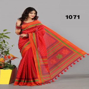 pure cotton saree with hand block