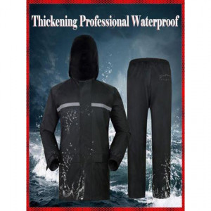 Waterproof Rain Coat With Trousers - Black