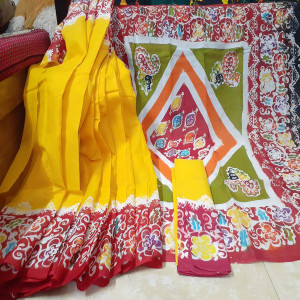 Yellow Tuli Batik Saree