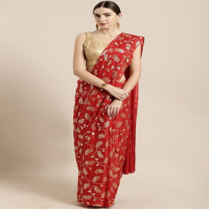Fashionable Silk Saree - Red